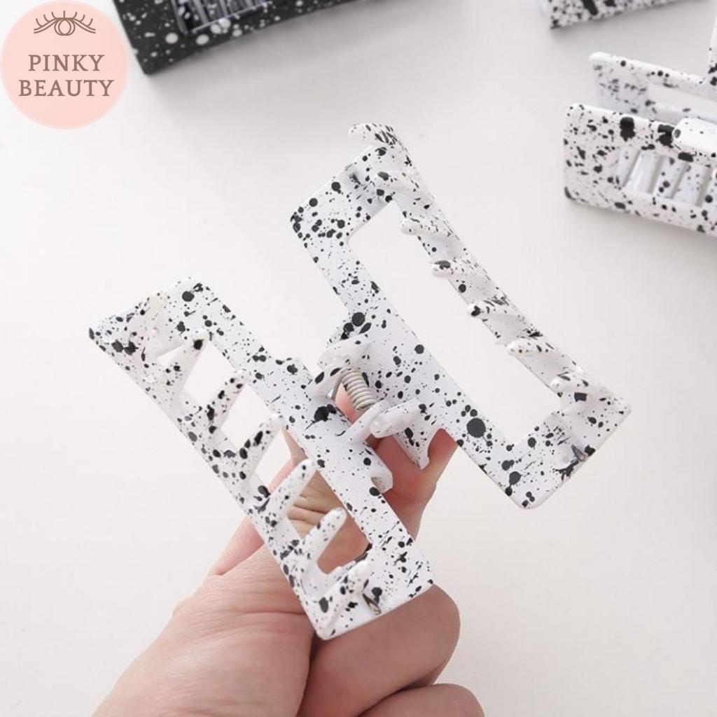 Kẹp Tóc Càng Cua Phối Họa Tiết Bò Sữa Cặp Búi Tóc Phong Cách Hàn Quốc Chấm Màu Trắng Đen Dễ Thương - Pinky Beauty