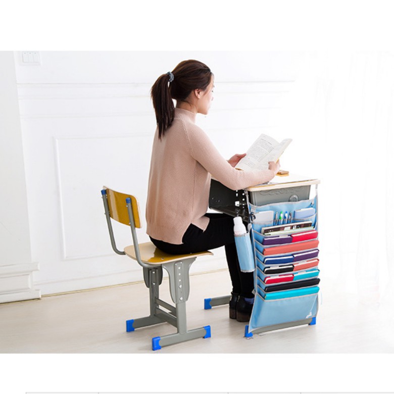 Túi oxford 14 ngăn thông minh kèm giỏ đựng đồ uống, túi treo bàn tiết kiệm diện tích - giao màu ngẫu nhiên