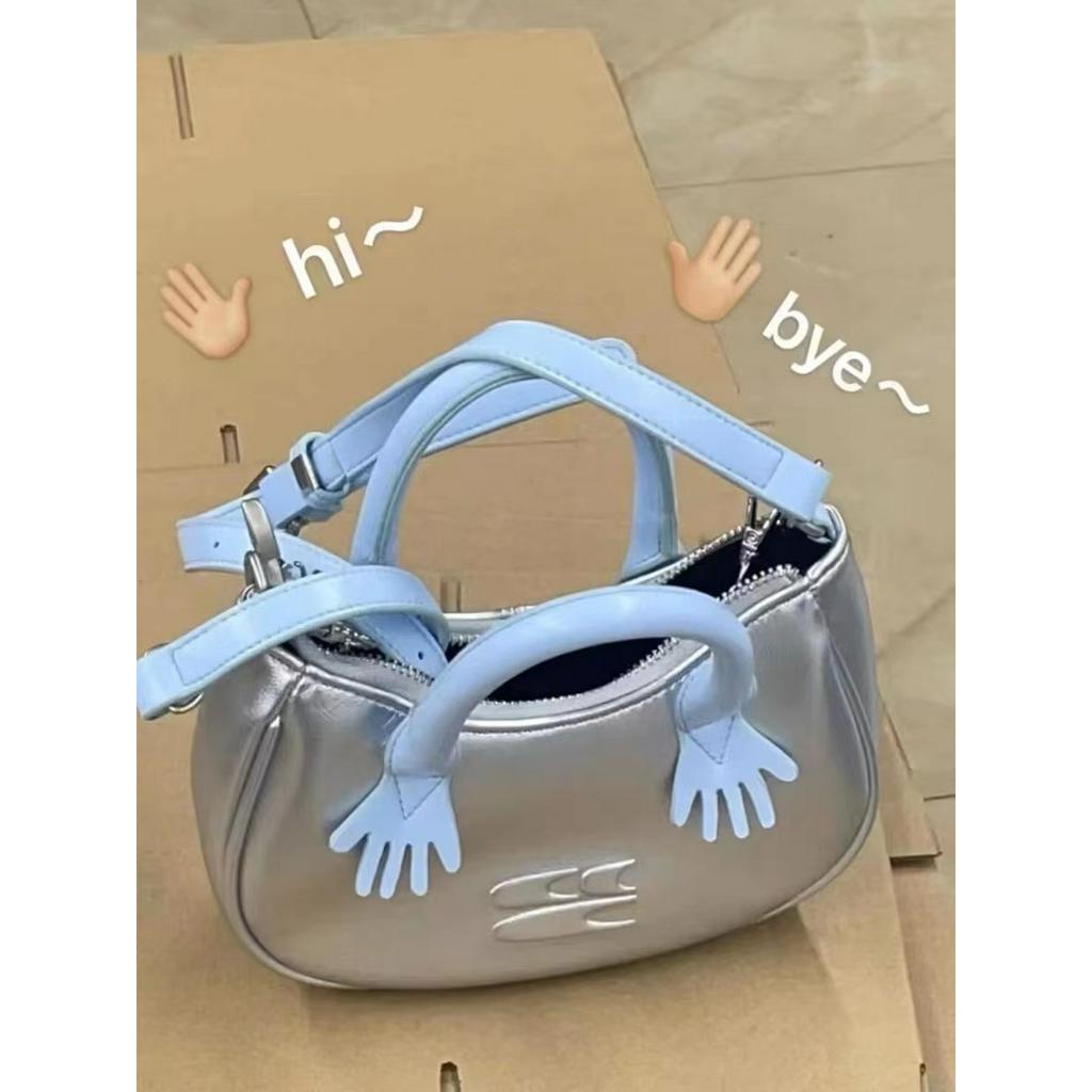 Túi Đeo Chéo Dây Xích Đôi Màu Bạc Thời Trang Cho Nữ