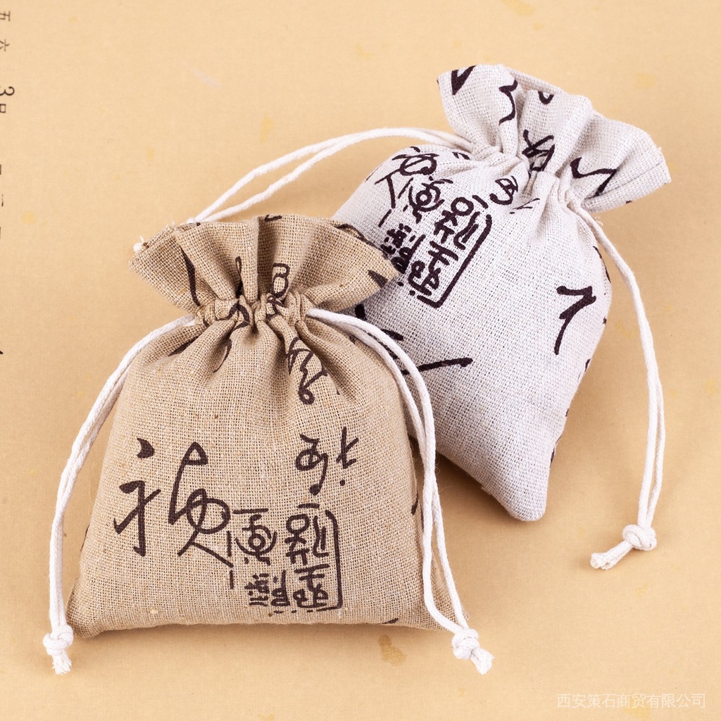 Túi cotton lanh màu trắng xanh dương có logo tùy chỉnh cho Tết Đoan Ngọ