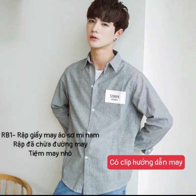 RB1_ Rập giấy may áo sơ mi nam dài tay