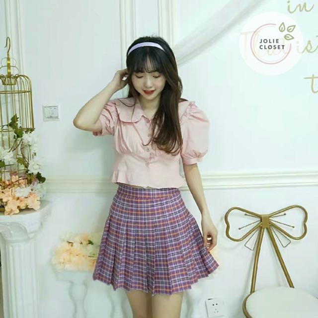 [HÀNG MỚI VỀ] Chân Váy Tennis Xếp Ly Chữ A Dáng Ngắn Màu Caro Tím Hot Trend Siêu Đẹp