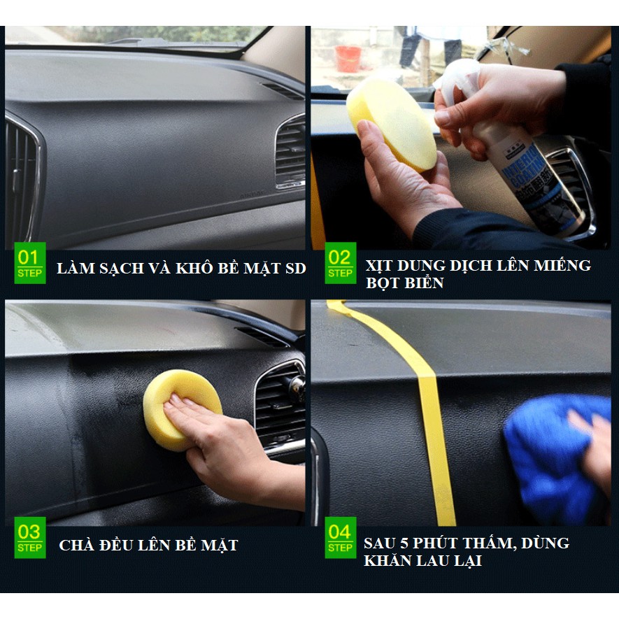 Chai xịt dưỡng mới nội thất xe hơi INTERIOR COATING hiệu Shuaxinbao (ghế da, taplo, tay vịn, cửa xe ...)