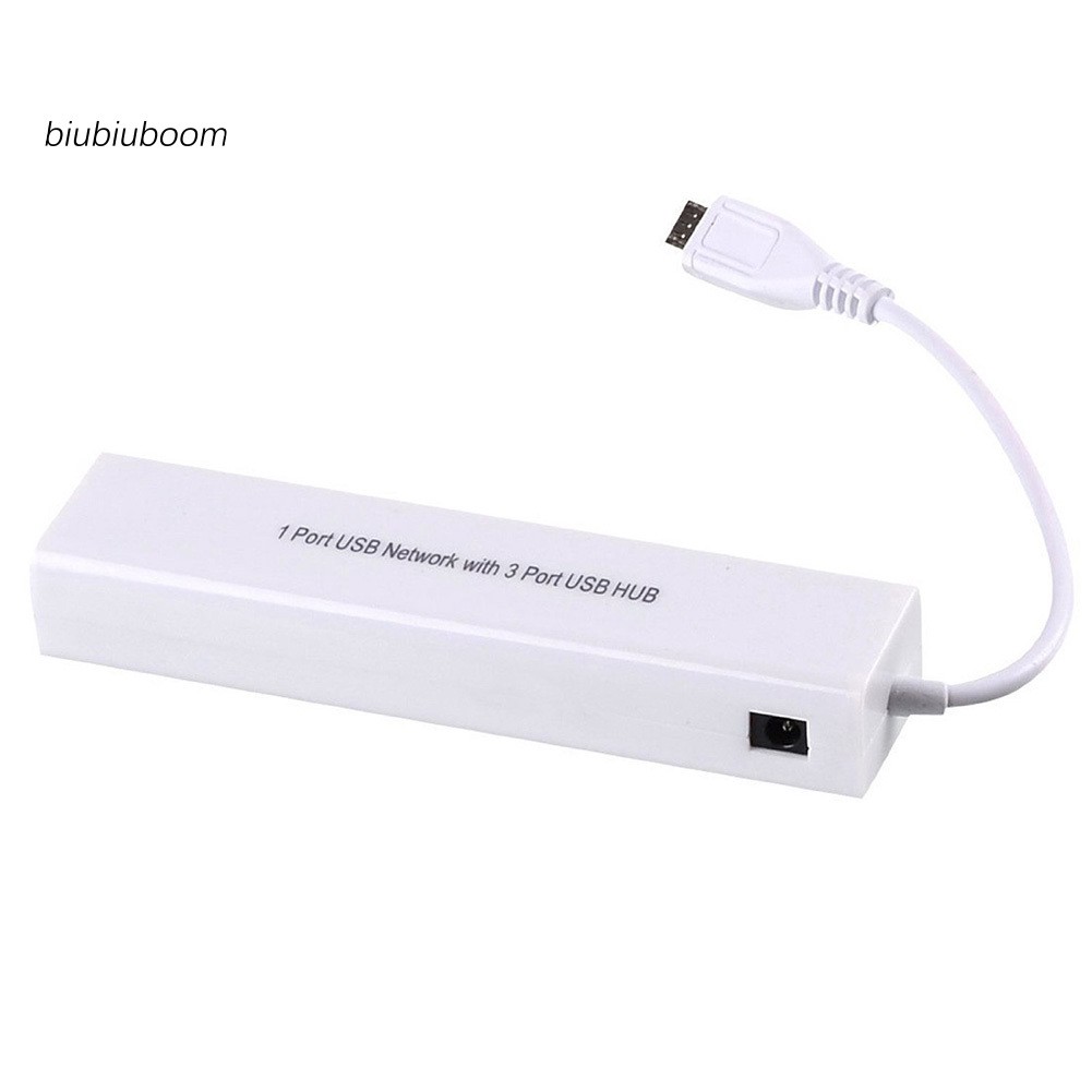 BM♠3 Port Micro USB 2.0 HUB to RJ45 Network Ethernet Adapter for Android Tablets