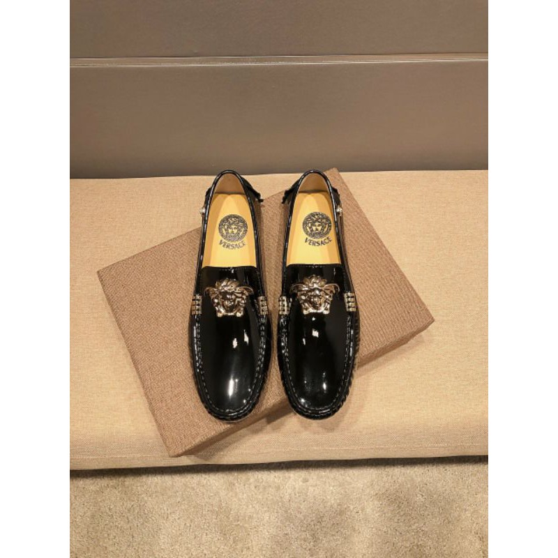 Giày da nam thời trang công sở logo VERSACE ánh kim
