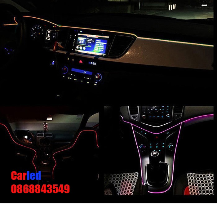 Led chỉ viền nội thất ô tô dài 3m kèm tẩu nguồn và driver
