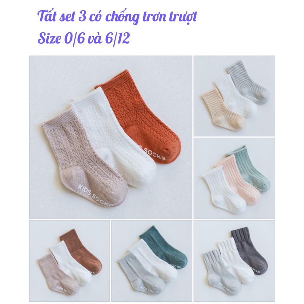 Tất Nemobaby set 3 đôi chống trượt cổ cao cho bé