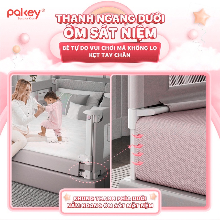 Thanh chắn giường Nhật Bản PAKEY NS1 - NEW 2023 Nâng hạ 1 bên Cao 105cm và PAKEY KHỦNG LONG ( 1 THANH CHẮN 1 MẶT )