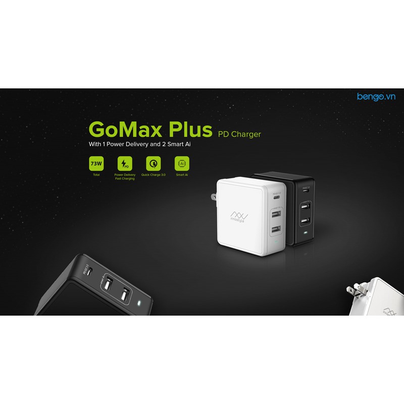 Sạc đa cổng Macbook Innostyle Gomax Plus 73W (USB-C PD 61W + 2 USB Smart AI)