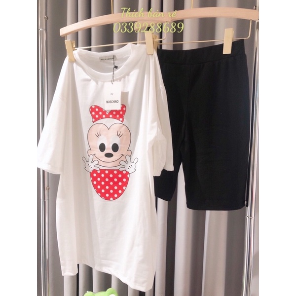SET NGỐ MICKY THẮC NƠ COTTON TÚI ZIP HÌNH THẬT