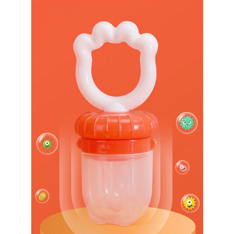 Túi nhai hoa quả chống hóc tay cầm lượn sóng cho bé