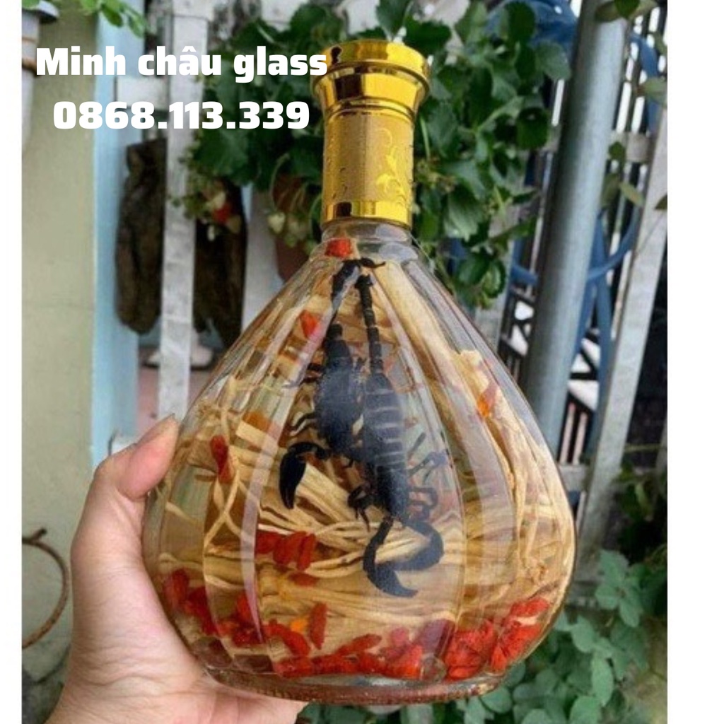 Chai Đựng Rượu Thủy Tinh Cao Cấp 500ml vỏ bình thủy tinh ngâm rượu 500ml hình quạt đẹp dùng trang trí phòng cực sang