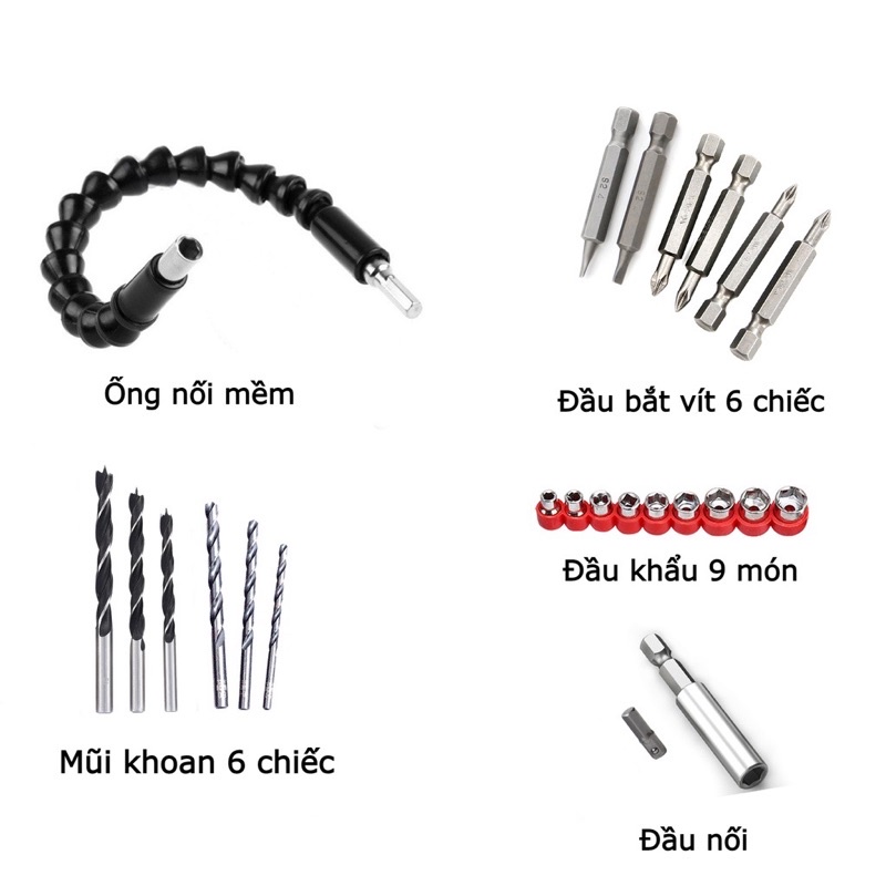 Khoan pin 12v tặng nhiều phụ kiện vô cùng tiện lợi