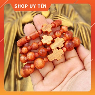 Tràng hạt Mân Côi gỗ Huyết Long, thấu quang 100%