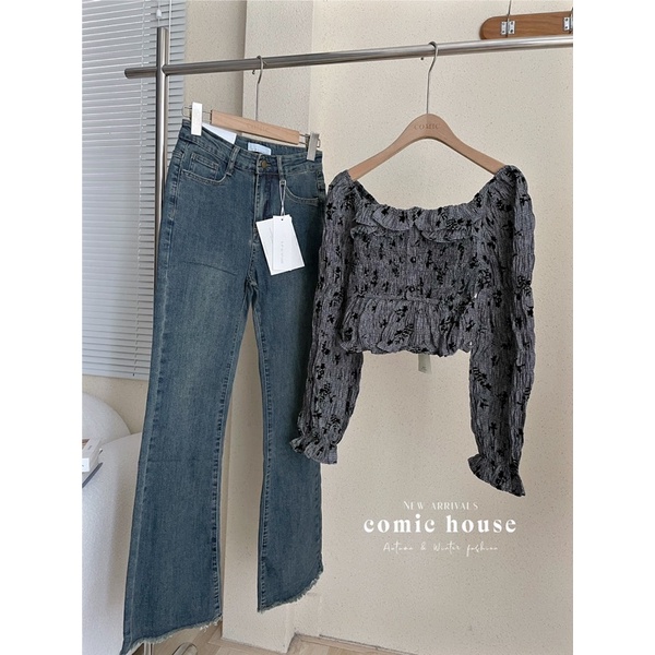 quần jean nữ ống loe SPG COMICHOUSE