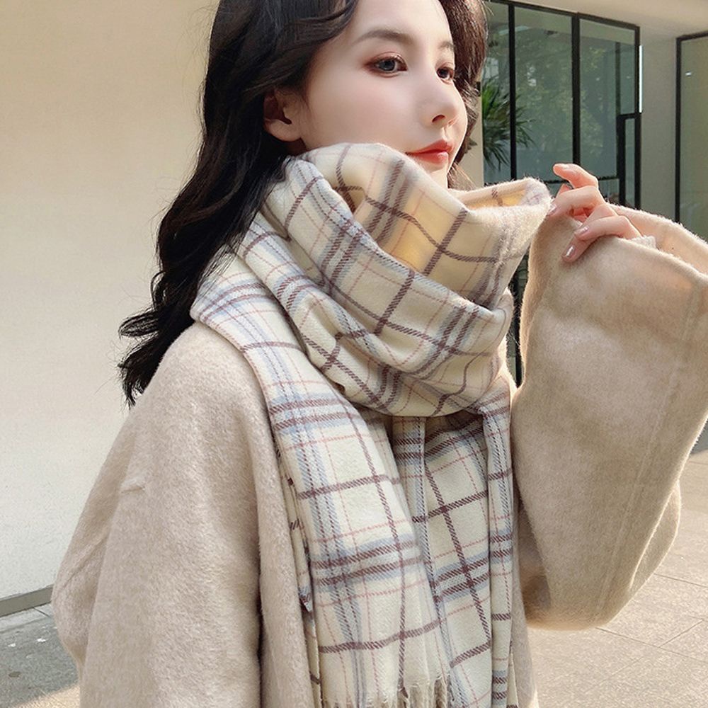 Khăn choàng dài giả cashmere mềm mại dày ấm áp nhiều màu sắc phong cách Hàn Quốc thời trang thu đông cho nữ