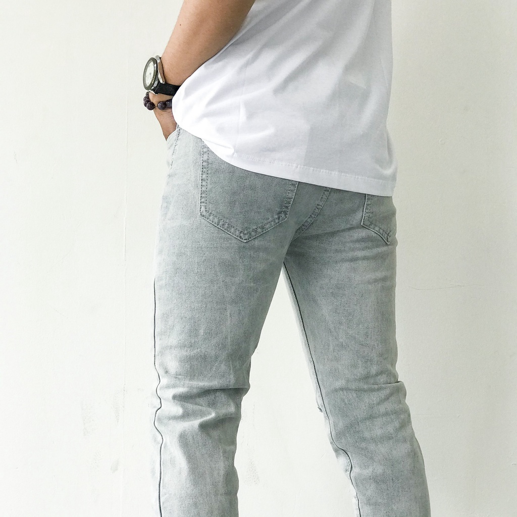 Quần jean nam màu xám nhạt - Form Slimfit - Chất jean co dãn [211] | BigBuy360 - bigbuy360.vn