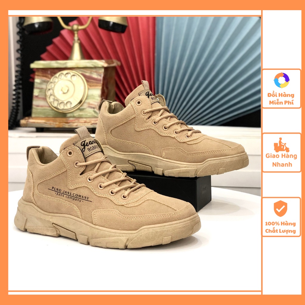 Giày da lộn ⚜️Bệu Store⚜️ Giày Sneaker Nam Da Lộn Cổ Lửng Phong Cách - Đế Đúc Cao Su Siêu Bền - Bảo Hành 12 Tháng