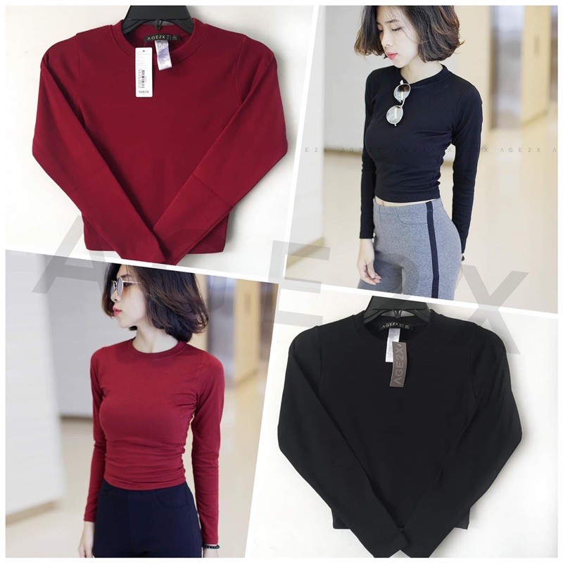 8 Màu áo CROPTOP tay dài AGE2X chính hãng, KIỂU DÁNG body, ôm gọn LÝ TƯỞNG CHO MỌI CÔ GÁI