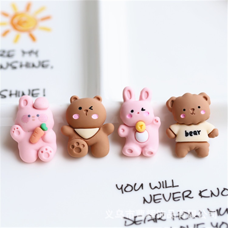 Charm gấu thỏ dễ thương trang trí slime, cốc, ốp điện thoại, buộc tóc, kẹp tóc - CN04