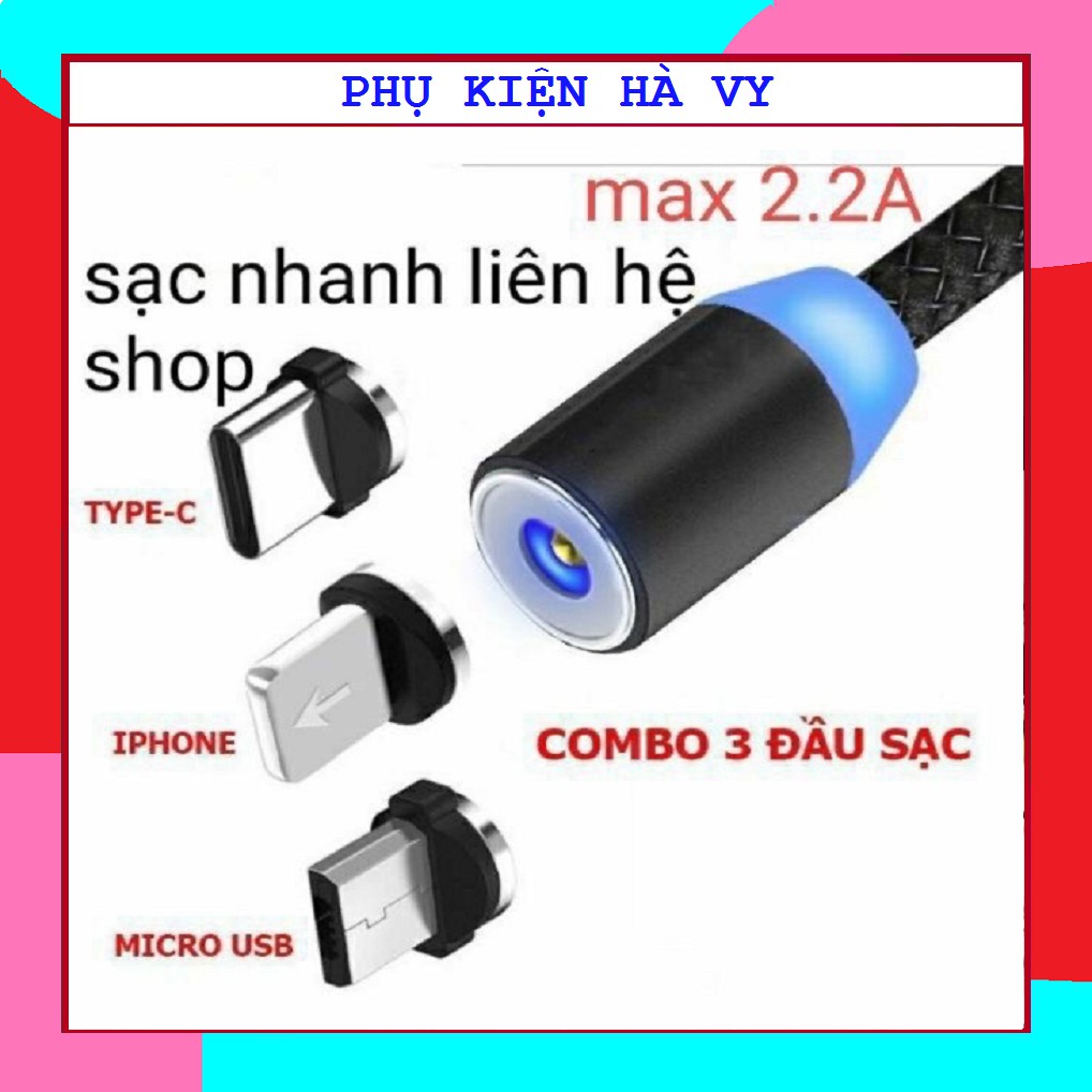 [freeship 50k] CÁP NAM CHÂM BA ĐẦU PHÁT SÁNG TỰ NGẮT ĐIỆN KHI ĐẦY, TỰ ĐẨY KHI HẾT PIN