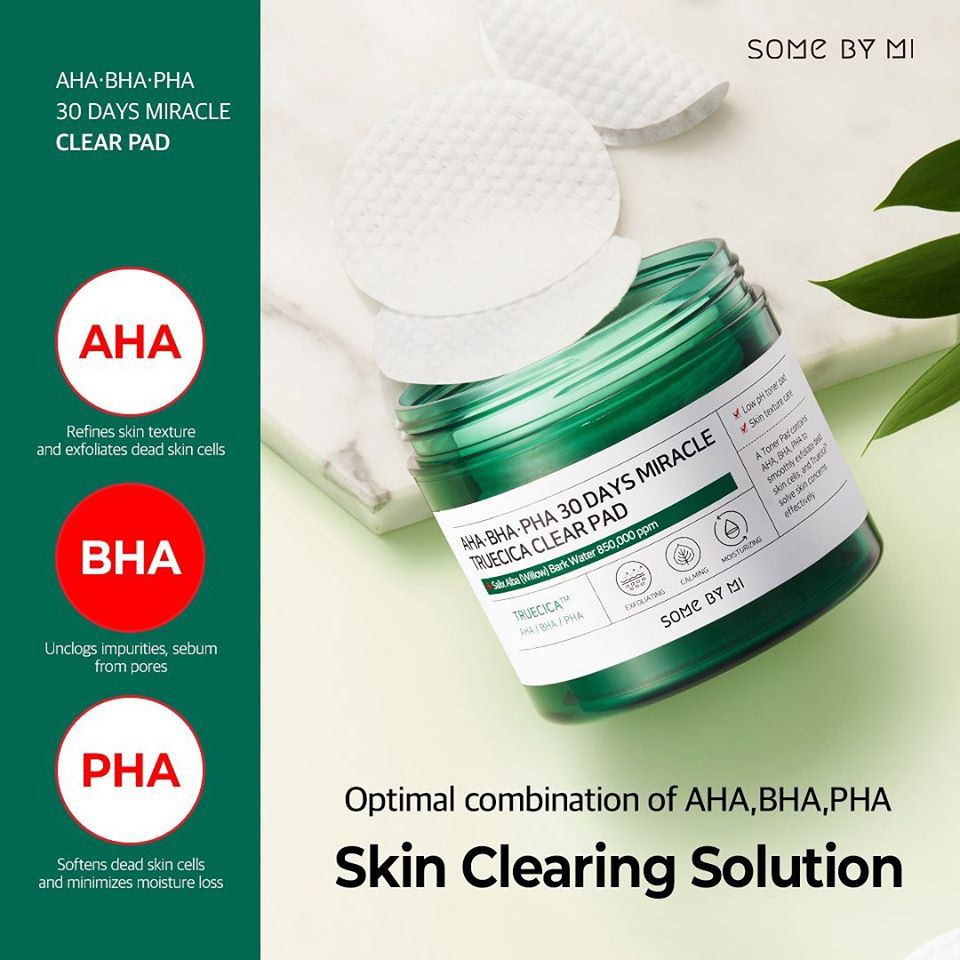 Hộp 70 Miếng Pad Tẩy Da Chết Dịu Nhẹ Some by mi AHA-BHA-PHA 30 Days Miracle Truecica Clear