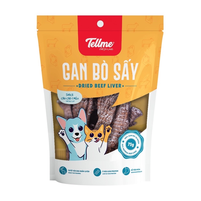 [ 75g ] Gan bò sấy Tellme cho cún miu