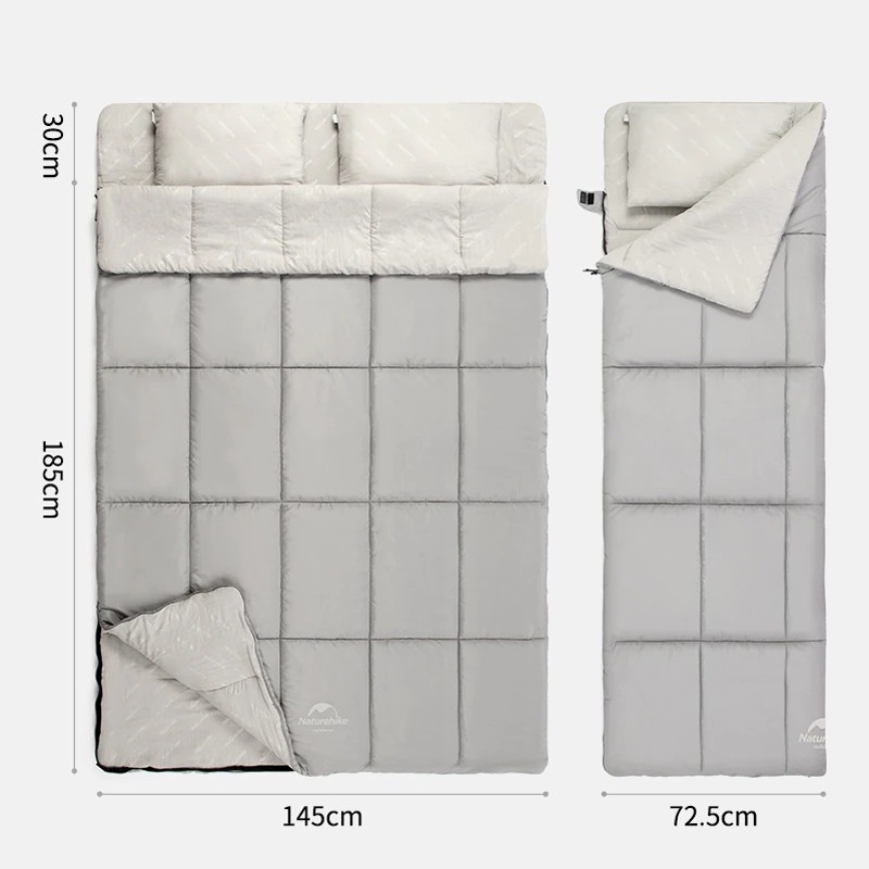 TÚI NGỦ ĐÔI COTTON CÓ GỐI NATUREHIKE NH21MSD05