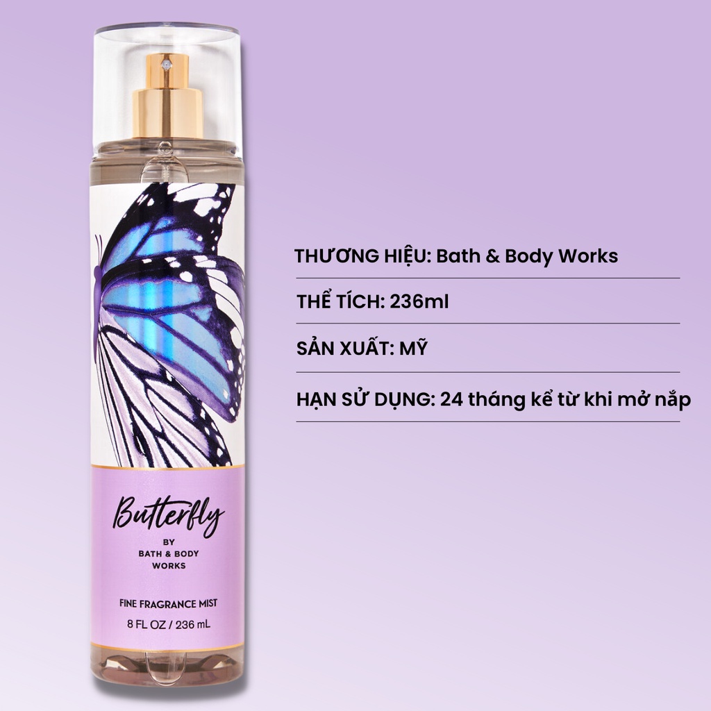 Xịt Thơm Bath And Body Works Butterfly Fine Fragrance Mist  chai 236ml