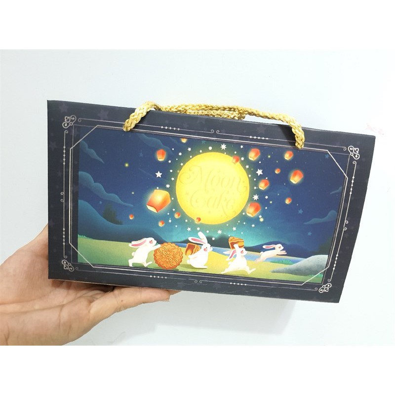 Hộp trung thu 2 bánh ⚡ HÀNG CAO CẤP ⚡ hộp đựng bánh hình Thỏ Đêm Thu siêu xinh