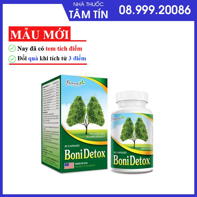 Viên Uống BoniDetox (Hộp 30 viên) - Boni Detox Bí kíp vàng hỗ trợ giải độc phổi và giảm nguy cơ u bướu phổi của Mỹ