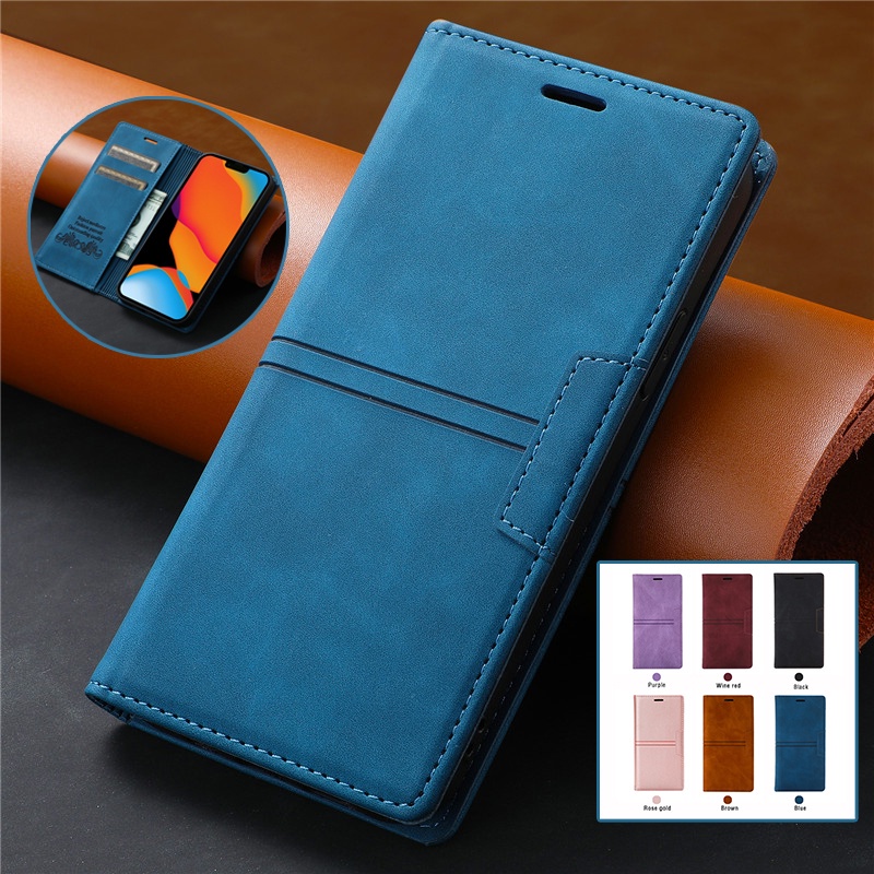 Samsung Phone Case Note 20 Ultra Note 10 Plus Lite A81 Note 8 9 Skin Feel Flip Magnetic Leather Case