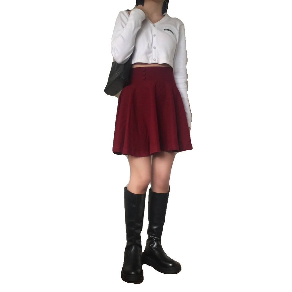 SET Blazer xanh + Chân váy đỏ đất 2hand