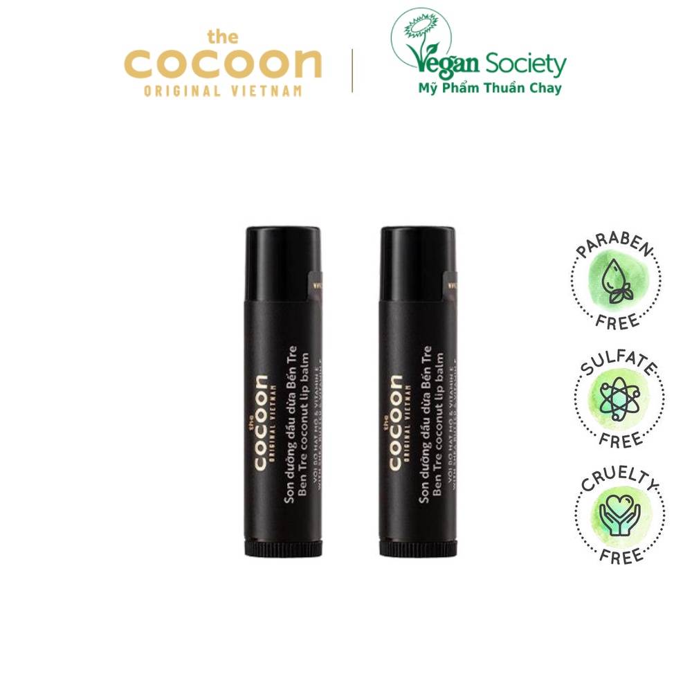 Combo 2 thỏi Son dưỡng môi dầu dừa bến tre the cocoon 5g/1thỏi - Vegan Society