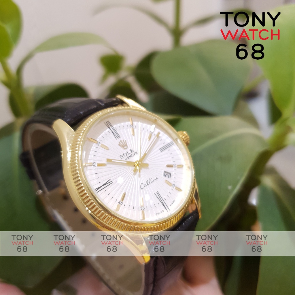 Đồng hồ nam dây da role ma viền vàng chính hãng thời trang đeo tay giá rẻ