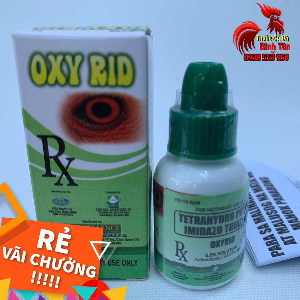 Thuốc Nhỏ Mắt Cho Gà Đá OXY RID -5ml (1 Chai) Trị Đau Mắt, Sưng Mắt, Sán Mắt, Chảy Nước Mắt, Đục Giác Mạc