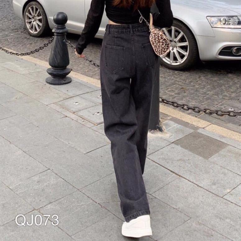Quần jean bò ống rộng suông xuông nữ jeans cạp cao phong cách Hàn Quốc sành điệu style năm 2021