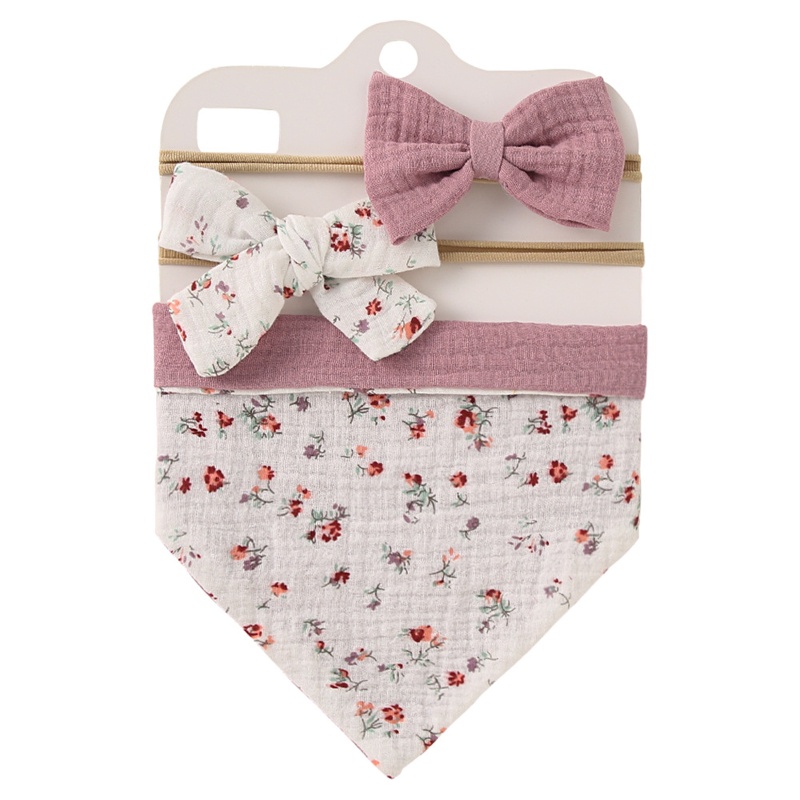 ✿ Bộ Yếm Ăn Và Băng Đô Bằng Vải Cotton Cài Nút Có Thể Điều Chỉnh Kích Thước Unisex Cho Bé