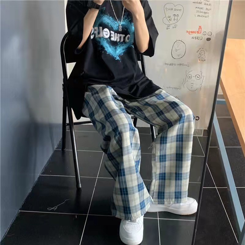 Quần ống rộng Họa Tiết Ca Rô Phong Cách Hàn Quốc Dành Cho Nữ