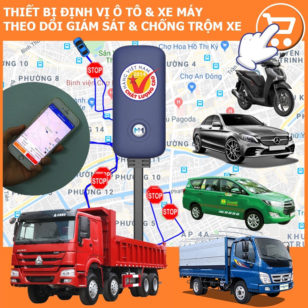 Định vị chống trộm xe máy, ôtô A6 - App Việt Nam, Chính hãng BH 1 năm