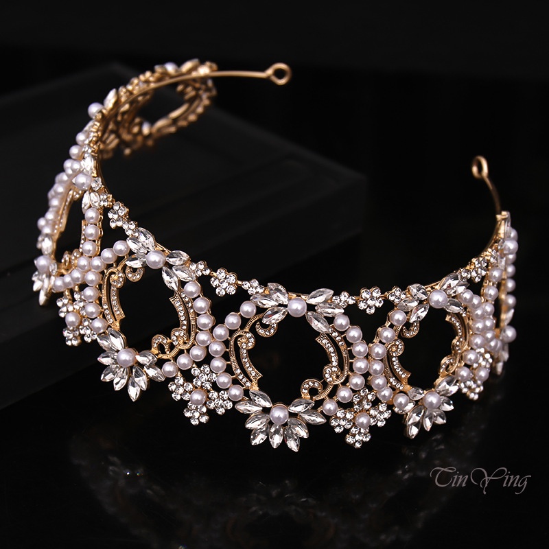 GETNOIVAS Vương Miện Đính Đá Sang Trọng Cổ Điển Cho Cô Dâu