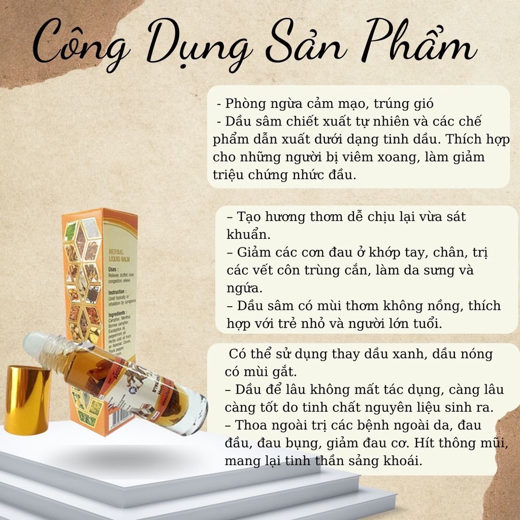 01 Dầu lăn hít 26 vị thảo dược OTOP Thái Lan 8ml