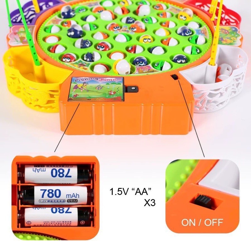 Bộ đồ chơi câu cá 45 con đĩa xoay có nhạc fishing - tặng kèm pin