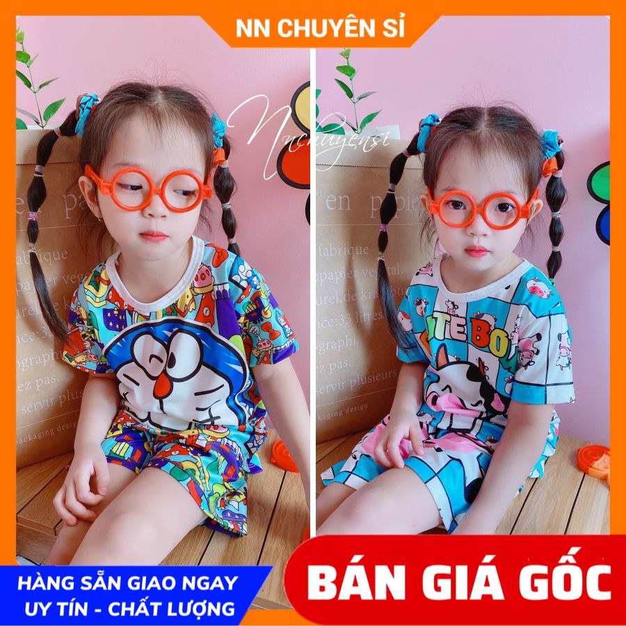 Đồ bộ bé trai bé gái 35 ký hoạt hình 3d bò sữa doremon kitty siêu nhân công chúa DBRBD TỔNG HỢP SIZE S