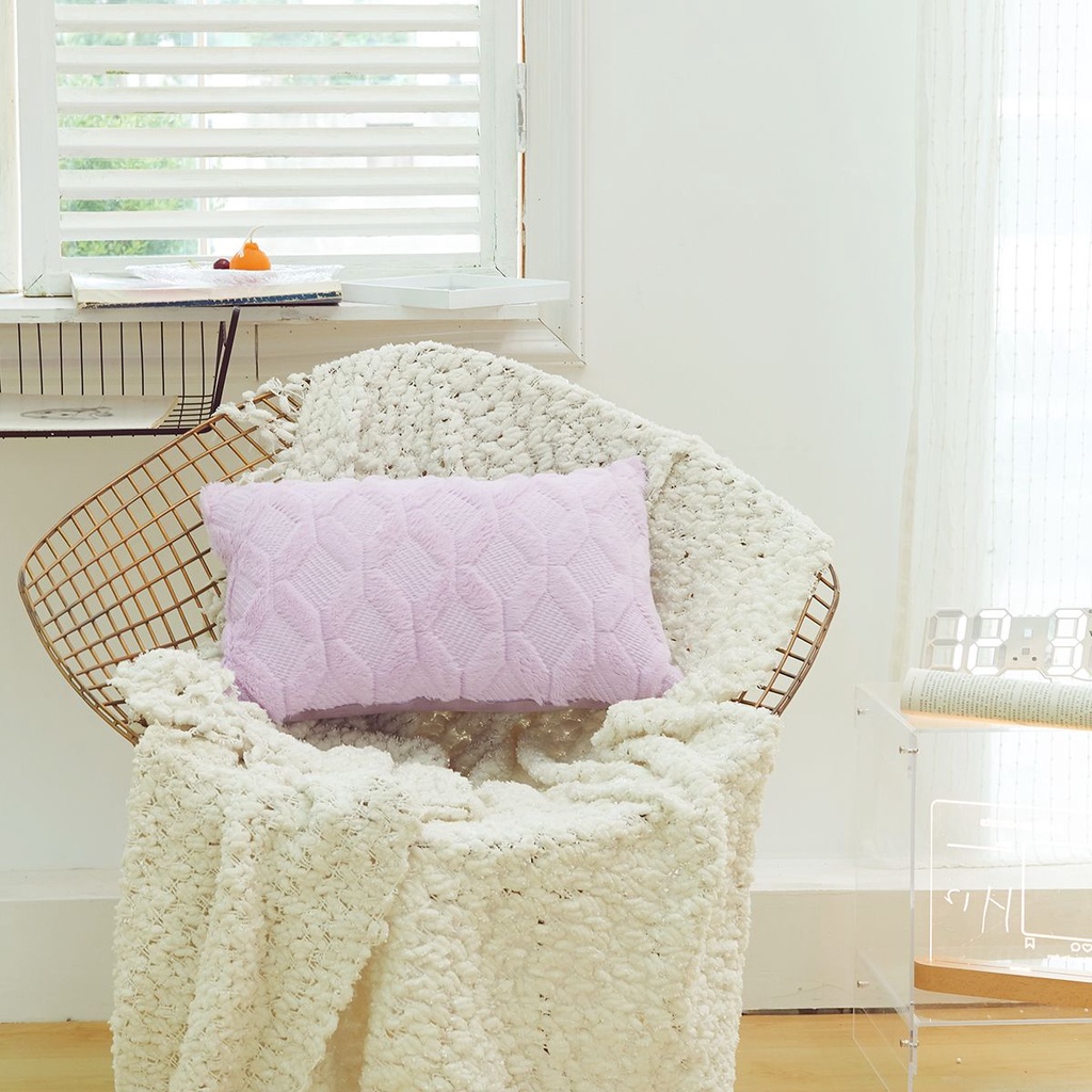 Áo gối sofa mềm mại vải lông kích thước 30x50cm họa tiết sọc hình thoi nhiều màu tùy chọn dùng để trang trí nhà cửa
