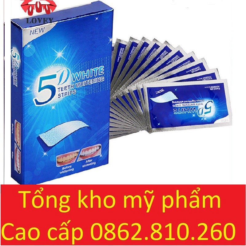 Hộp 7 Gói  dán trắng răng tiện lợi 3D 5D White Teeth Whitening Strips