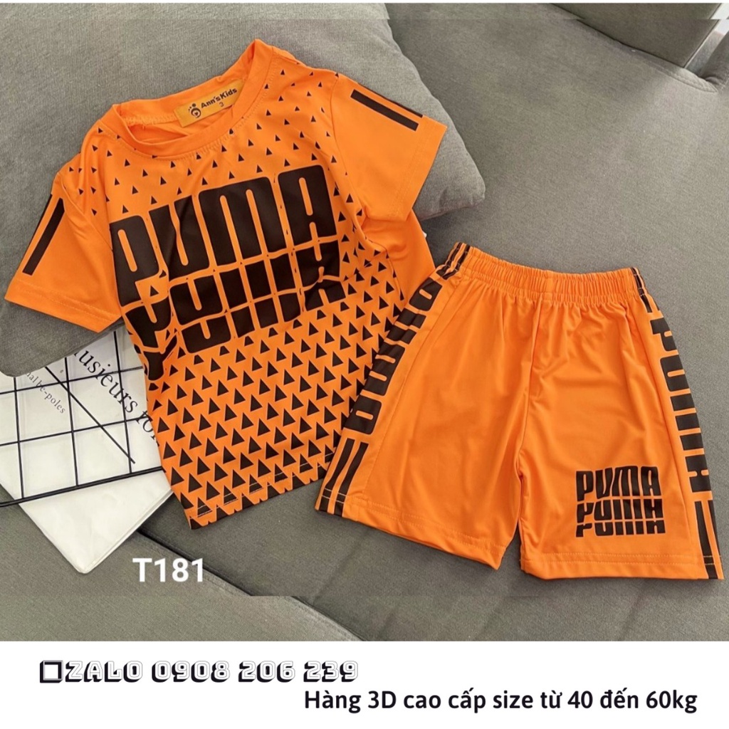 [40-60KG] Bộ bé trai đại cồ thun lạnh in 3D thể thao cá tính T181