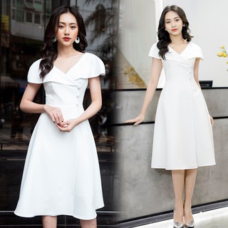 Đầm cổ cánh tiên cúc bọc - VBEO245