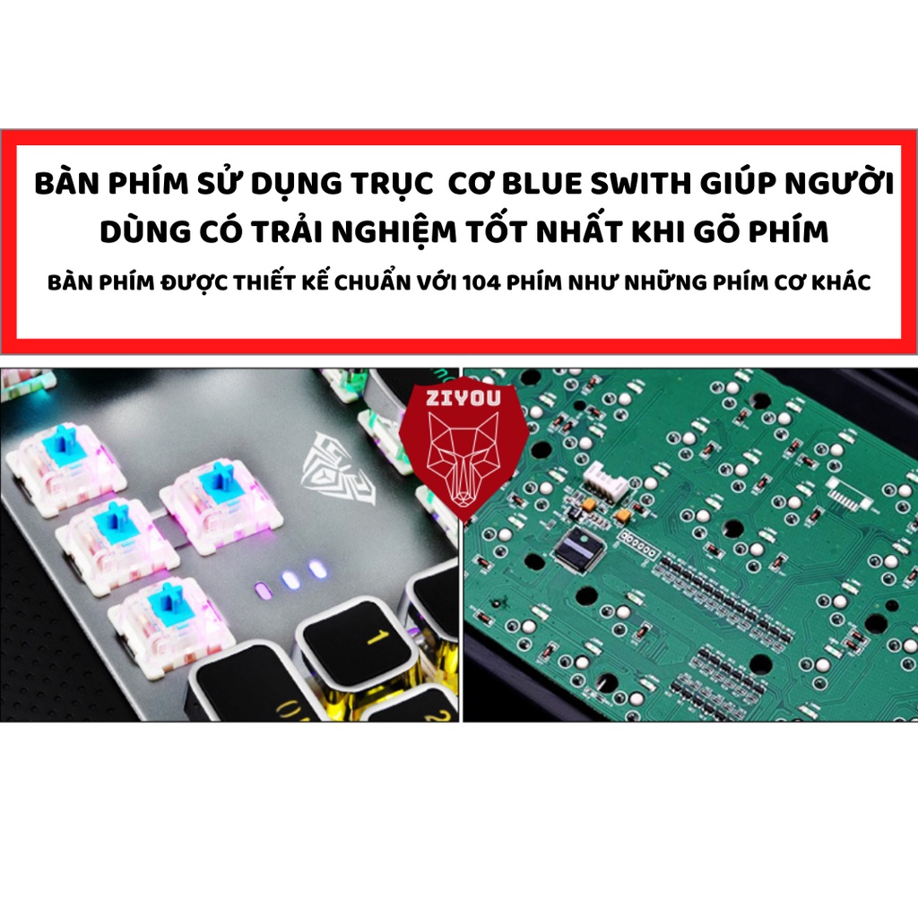 Bàn phím cơ gaming ZIYOU FZ508 có 22 chế độ led RGB cực đẹp, tặng kèm kê tay, sử dụng cho máy tính, pc, laptop