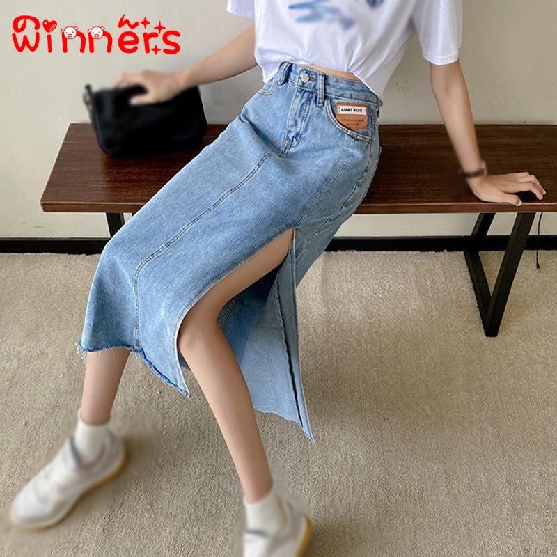 chân váy jean Lưng Cao Xẻ Tà Thời Trang Mùa Hè Cho Nữ | BigBuy360 - bigbuy360.vn